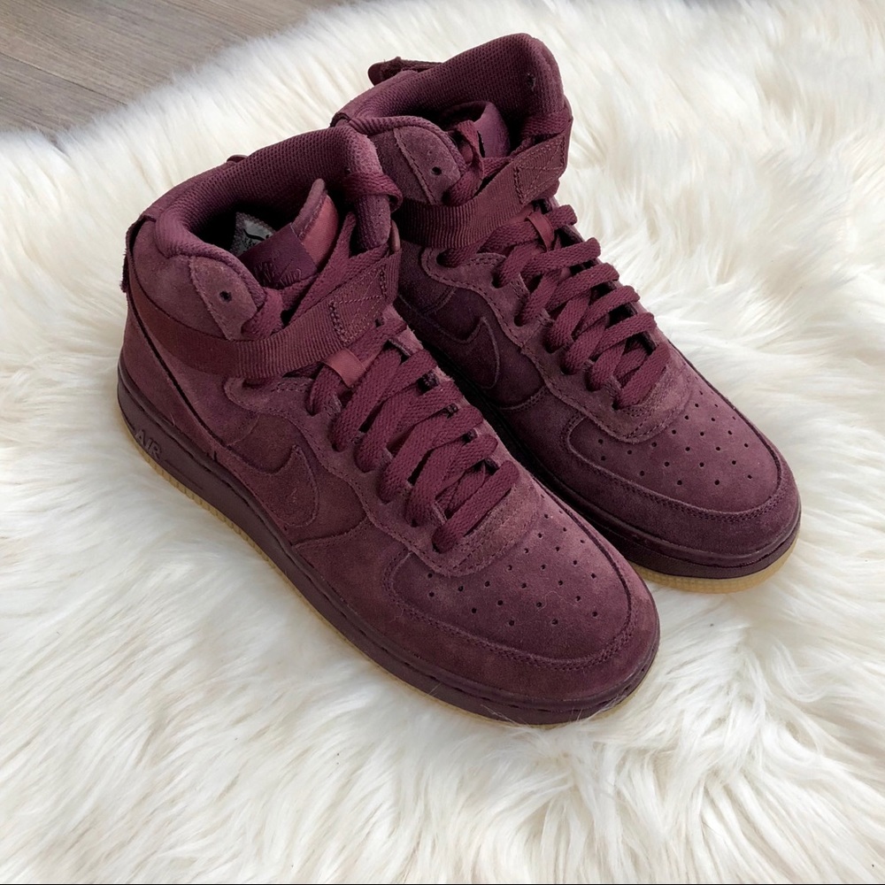 Brand New Nike Air Force 1 High Suede Burgundy - Picture 2 of 6